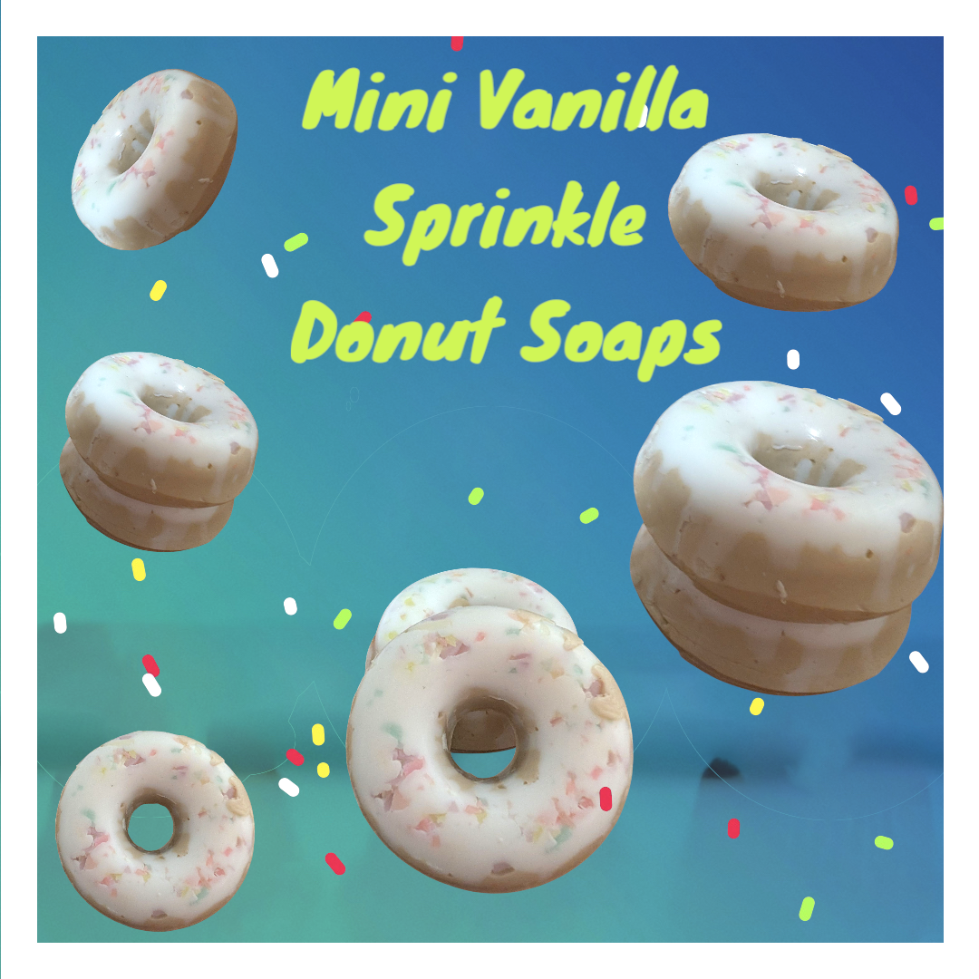 Mini vanilla sprinkle donut soaps
